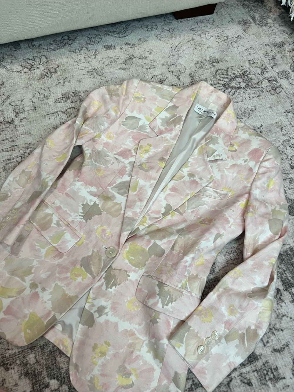 Liz Claiborne Light Pink Floral Blazer